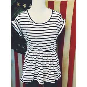 Free People Stripe Peplum Top